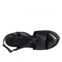 Sandale pour femmes en cuir lamé noir avec plateforme et talon compensé 9 - Pointures disponibles:  31, 32, 42, 43, 44, 45
