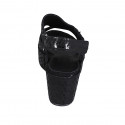 Sandalia para mujer con cierre de velcro en tejido imprimido negro cuña 7 - Tallas disponibles:  42, 43, 44