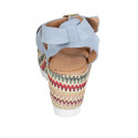 Sandalo con cinturino e plateau in camoscio azzurro con zeppa rivestita in tessuto multicolore 7 - Misure disponibili: 42, 43