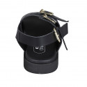 Sandale pour femmes avec boucles réglables en cuir noir talon compensé 2 - Pointures disponibles:  32, 43
