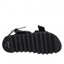 Sandale pour femmes avec boucles réglables en cuir noir talon compensé 2 - Pointures disponibles:  32, 34, 43, 46