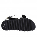 Sandale pour femmes avec boucles réglables en cuir noir talon compensé 2 - Pointures disponibles:  32, 43