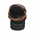 Woman's sandal in brown leather with crossed strap and wedge heel 2 - Available sizes:  42, 43, 44