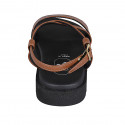 Woman's sandal in brown leather with crossed strap and wedge heel 2 - Available sizes:  42, 43