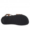 Woman's sandal in brown leather with crossed strap and wedge heel 2 - Available sizes:  42, 43