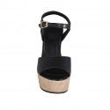 Sandalia para mujer en piel negra con plataforma, cinturon y cuña 12 - Tallas disponibles:  42, 43