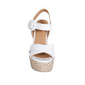 Sandale pour femmes en cuir blanc avec courroie, plateforme et talon compensé tressé 12 - Pointures disponibles:  43