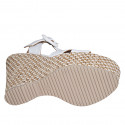 Sandale pour femmes en cuir blanc avec courroie, plateforme et talon compensé tressé 12 - Pointures disponibles:  43