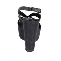 Sandalia para mujer en piel imprimida laminada negra con plataforma y cuña 12 - Tallas disponibles:  31, 32, 43