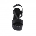Sandale pour femmes en cuir imprimé lamé noir avec platforme et talon compensé 12 - Pointures disponibles:  31, 32, 43, 45
