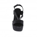 Sandale pour femmes en cuir imprimé lamé noir avec platforme et talon compensé 12 - Pointures disponibles:  31, 32, 43