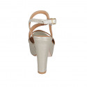 Sandale pour femmes en cuir imprimé lamé platine avec platforme et talon 12 - Pointures disponibles:  31, 43, 44, 46