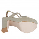 Sandale pour femmes en cuir imprimé lamé platine avec platforme et talon 12 - Pointures disponibles:  31, 43, 44, 46