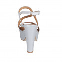 Sandale pour femmes en cuir imprimé lamé argent avec platforme et talon 12 - Pointures disponibles:  43