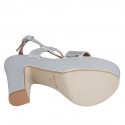 Sandalo da donna in pelle stampata laminata argento con plateau e tacco 12 - Misure disponibili: 34, 43, 45