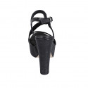 Sandale pour femmes en cuir imprimé noir avec platforme et talon 12 - Pointures disponibles:  34, 43