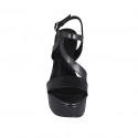 Sandalia para mujer en piel imprimida negra con plataforma y tacon 12 - Tallas disponibles:  34, 43