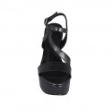 Sandalia para mujer en piel imprimida negra con plataforma y tacon 12 - Tallas disponibles:  43