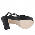 Sandale pour femmes en cuir imprimé noir avec platforme et talon 12 - Pointures disponibles:  34, 43