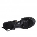 Sandalia para mujer en piel imprimida negra con plataforma y tacon 12 - Tallas disponibles:  43