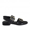 Sandale pour femmes avec boucles réglables en cuir noir talon 2 - Pointures disponibles:  32, 42, 44