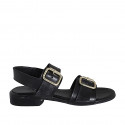 Woman's sandal with adjustable buckles in black leather heel 2 - Available sizes:  32, 42, 44
