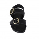 Woman's sandal with adjustable buckles in black leather heel 2 - Available sizes:  32, 42, 44