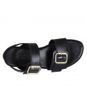 Sandalia para mujer con hebillas ajustables en piel negra tacon 2 - Tallas disponibles:  32, 42, 44