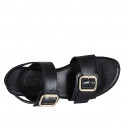 Sandalo da donna con fibbie regolabili in pelle nera tacco 2 - Misure disponibili: 32, 42, 44