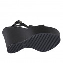 Sandale pour femmes en cuir imprimé lamé noir avec courroie, platforme et talon compensé 12 - Pointures disponibles:  31, 43