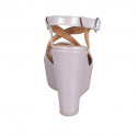 Woman's strap and platform sandal in rose laminated printed leather wedge heel 12 - Available sizes:  31, 43