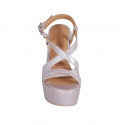 Woman's strap and platform sandal in rose laminated printed leather wedge heel 12 - Available sizes:  31, 34, 43, 44, 45