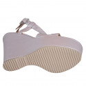 Woman's strap and platform sandal in rose laminated printed leather wedge heel 12 - Available sizes:  31, 43