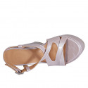 Woman's strap and platform sandal in rose laminated printed leather wedge heel 12 - Available sizes:  31, 43
