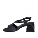 Sandalo da donna in vernice e pelle nera tacco 5 - Misure disponibili: 31, 32, 42, 43, 44, 46