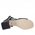Sandalo da donna in vernice e pelle nera tacco 5 - Misure disponibili: 31, 32, 42, 43, 44, 46
