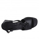 Woman's sandal in black leather and patent leather heel 5 - Available sizes:  31, 32, 33, 34, 42, 43, 44, 46