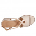 Woman's sandal in nude leather and patent leather heel 5 - Available sizes:  43, 44, 45