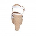 Woman's sandal with strap and platform in white leather wedge heel 12 - Available sizes:  43