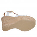 Sandale pour femmes avec courroie et plateforme en cuir blanc talon compensé 12 - Pointures disponibles:  43