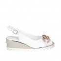 Woman's sandal with chain in white leather wedge heel 4 - Available sizes:  42
