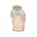 Decolté a punta da donna in camoscio beige con accessorio strass tacco 1 - Misure disponibili: 32