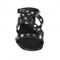 Sandale pour femmes avec courroies et goujons en cuir noir talon 2 - Pointures disponibles:  33, 42, 43