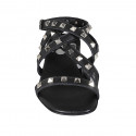 Sandale pour femmes avec courroies et goujons en cuir noir talon 2 - Pointures disponibles:  33, 42