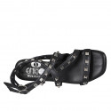 Sandale pour femmes avec courroies et goujons en cuir noir talon 2 - Pointures disponibles:  33, 42