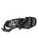 Sandalia para mujer con cinturones y tachuelas en piel negra tacon 2 - Tallas disponibles:  33, 42, 43