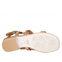 Sandale pour femmes avec courroies et goujons en cuir cognac talon 2 - Pointures disponibles:  33