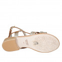 Woman's sandal with ankle straps in platinum laminated leather with heel 2 - Available sizes:  33