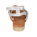 Woman's sandal with ankle straps in silver laminated leather with heel 2 - Available sizes:  33