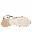 Sandalo da donna con cinturini in pelle laminata argento tacco 2 - Misure disponibili: 33